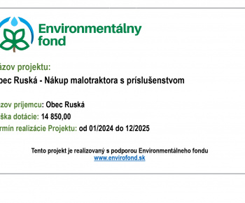 Aktuality / Obec Ruská - Nákup malotraktora s príslušenstvom - foto